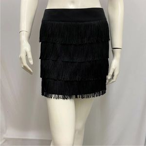 Nanette Lepore Fringe Skirt Black Mini Flapper‎ Style Black Size 0